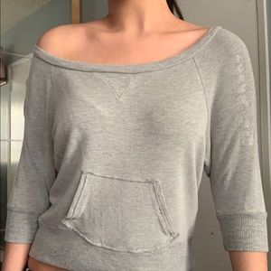 GUESS Rhinestone Logo Crop Sweatshirt